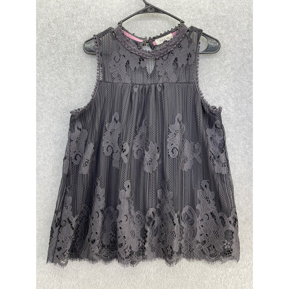 Taylor & Sage Blouse Shift Lace Overlay Lined Black Size Small Sleeveless